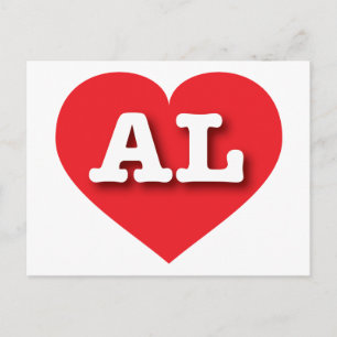 Alabama Red Heart - Ik hou van AL Briefkaart