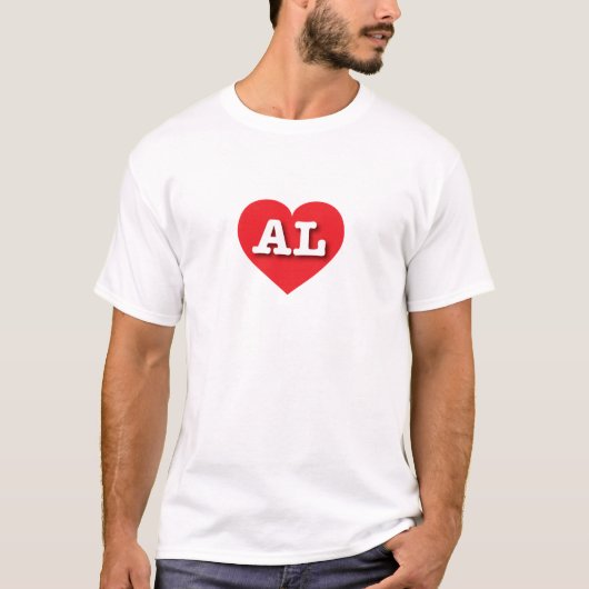 Alabama Red Heart - Ik hou van AL T-shirt (Voorkant)