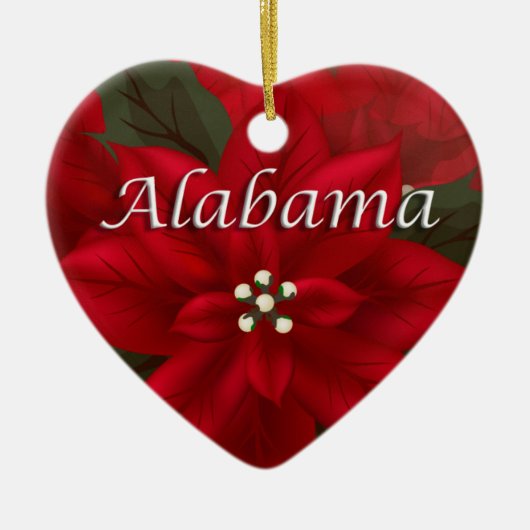 Alabama Red Poinsettia Heart Ornament (Voorkant)