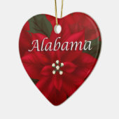 Alabama Red Poinsettia Heart Ornament (Links)