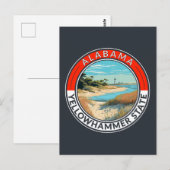 Alabama Reis Kunst Badge Briefkaart (Voorkant / Achterkant)