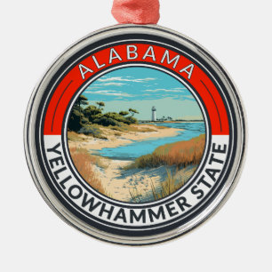 Alabama Reis Kunst Badge Metalen Ornament