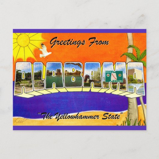 Alabama Retro Groet Briefkaart (Voorkant)
