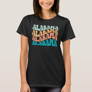 Alabama  Retro Wavy Groovy, Alabama minnaar T-shirt