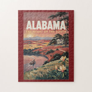 Alabama rivier boot illustratie reis kunst vintage legpuzzel