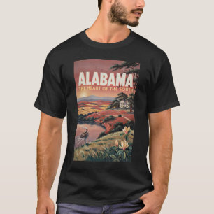 Alabama rivier boot illustratie reis kunst vintage t-shirt