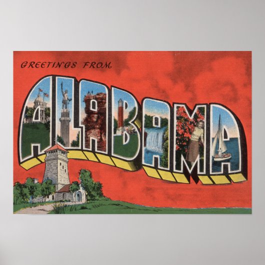 Alabama (rood) Grote Letter-scènesAlabama Poster (Voorkant)