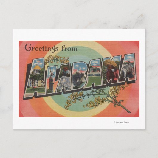 Alabama (rood/roze) - grote letterscènes briefkaart (Voorkant)