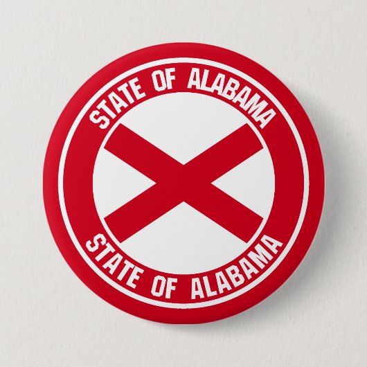 Alabama Round Emblem Ronde Button 7,6 Cm (Voorkant)