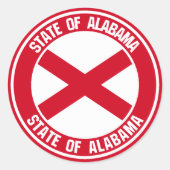 Alabama Round Emblem Ronde Sticker (Voorkant)