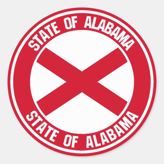 Alabama Round Emblem Ronde Sticker (Voorkant)