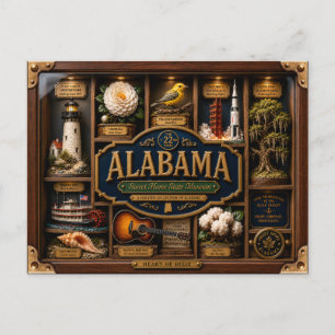 Alabama Shadow Box 3D Figuur Staat Briefkaart