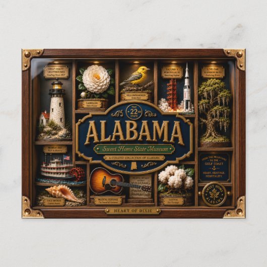 Alabama Shadow Box 3D Figuur Staat Briefkaart (Voorkant)