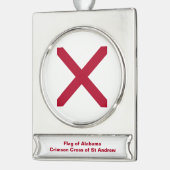 Alabama: St Andrew Crimson Cross Vlag Verzilverd Banner Ornament (Links)