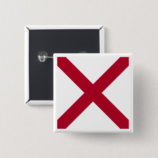 Alabama: St Andrew Crimson Cross Vlag Vierkante Button 5,1 Cm (Voorkant /achterkant)