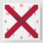 Alabama: St Andrew Crimson Cross Vlag Vierkante Klok (Voorkant)