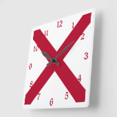 Alabama: St Andrew Crimson Cross Vlag Vierkante Klok (Hoek)