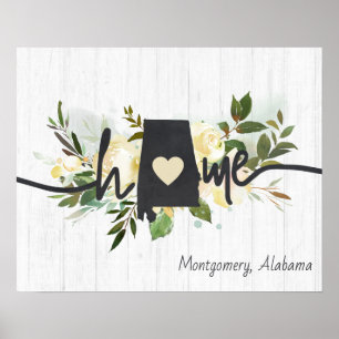 Alabama Staat Persoonlijke Uw Thuisstad Rustiek Poster
