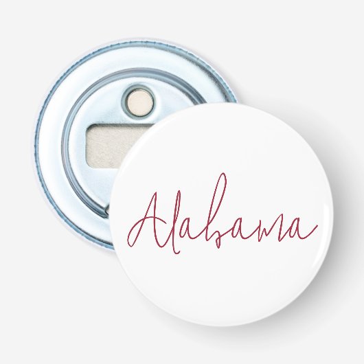 Alabama Staat Reis Souvenir Cadeau Button Flesopener (Voorkant)