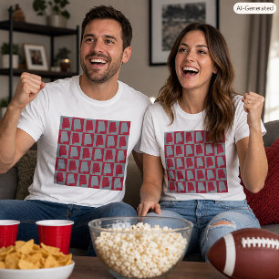 Alabama Staat Silhouet Schachbrett Patroon Rood Gr T-shirt