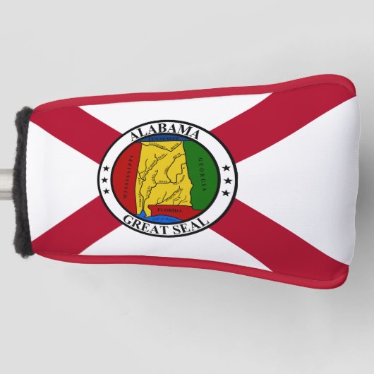 Alabama Staat Vlag / Staat zegel toegevoegd Golfheadcover (Voorkant)