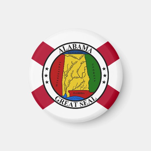 Alabama Staat Vlag / Staat zegel toegevoegd Magneet (Voorkant)