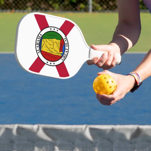 Alabama Staat Vlag / Staat zegel toegevoegd Pickleball Paddle (Insitu)