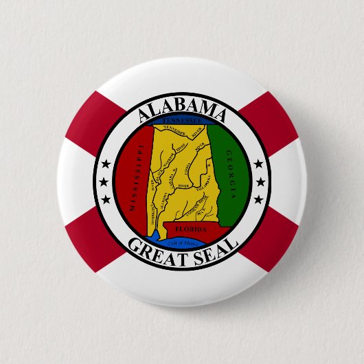 Alabama Staat Vlag / Staat zegel toegevoegd Ronde Button 5,7 Cm (Voorkant)
