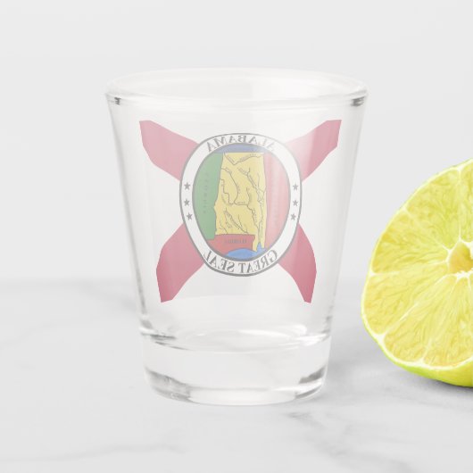 Alabama Staat Vlag / Staat zegel toegevoegd Shot Glas (Achterkant)