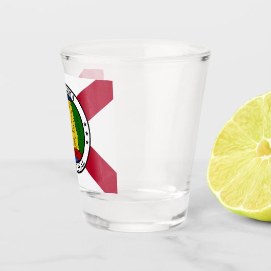 Alabama Staat Vlag / Staat zegel toegevoegd Shot Glas (Rechts)