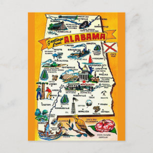 Alabama Staatskaart Ansichtkaart Briefkaart