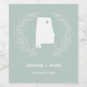 Alabama staatskaart bruiloft wijn etiket (Enkel label)