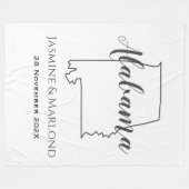 Alabama staatskaart overzicht paar gepersonaliseer fleece deken (Voorkant (Horizontaal))