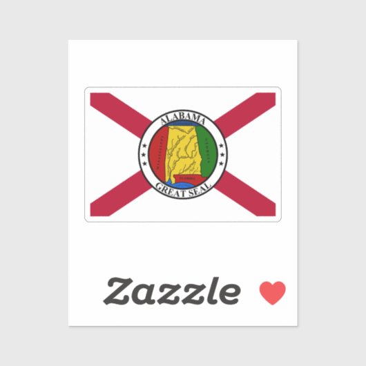 Alabama Staatsvlag / bovenop staatszegel Sticker (Vel)
