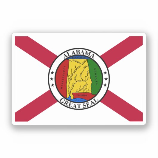 Alabama Staatsvlag / bovenop staatszegel Sticker (Voorkant)