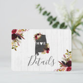 Alabama State Bestemming Rustieke bruiloft Details Kaart (Staand voorkant)