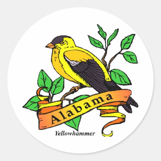Alabama State Bird Ronde Sticker (Voorkant)