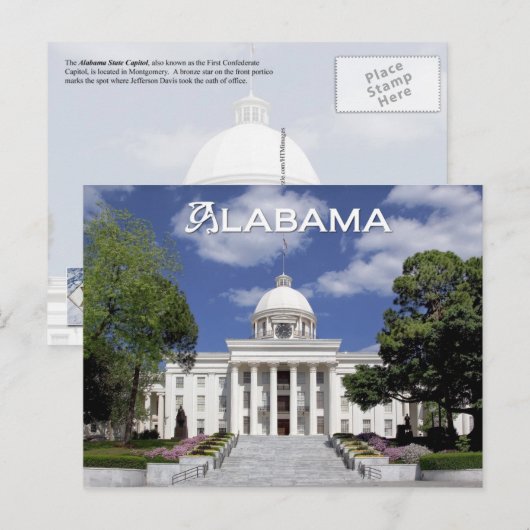 Alabama State Capitol-gebouw, Montgomery Briefkaart (Voorkant / Achterkant)