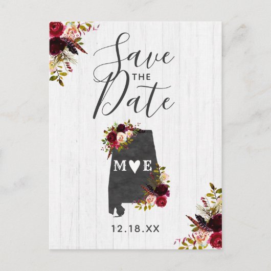 Alabama State Destination Rustic Save the Date Aankondigingskaart (Voorkant)
