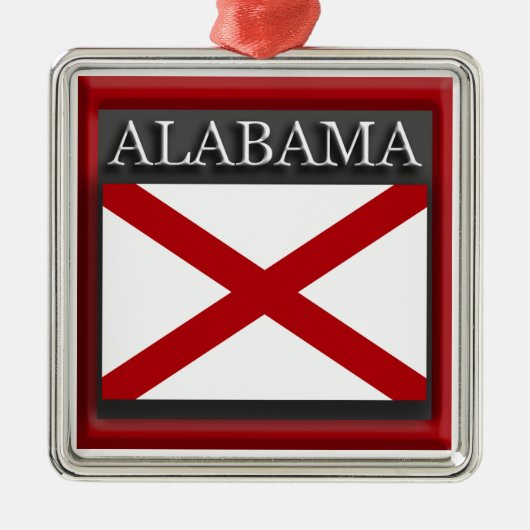 Alabama State Flag Kerstversiering Metalen Ornament (Voorkant)