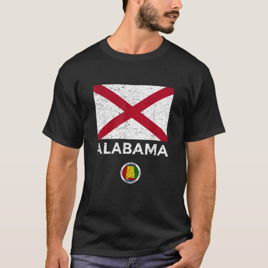 Alabama State Flag T Shirt met Seal  Distr (Voorkant)
