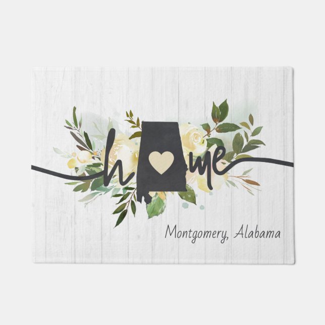 Alabama State gepersonaliseerd uw thuis stad rusti Deurmat (Voorkant)