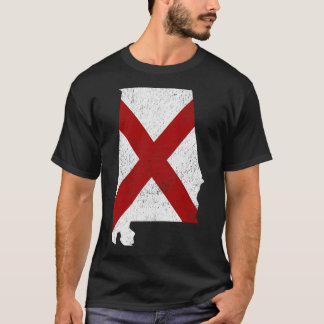 Alabama State Kaart met Alabama Vlag Incorporated T-shirt
