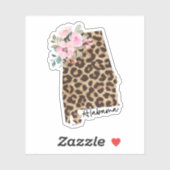 Alabama State Luipaard Print met bloemen Sticker (Vel)