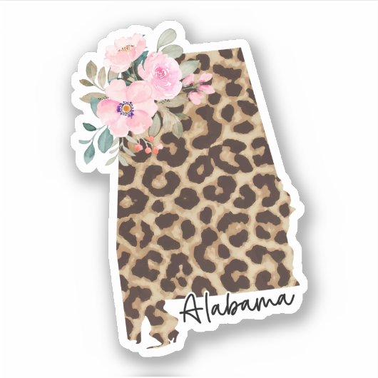 Alabama State Luipaard Print met bloemen Sticker (Voorkant)