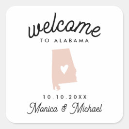 Alabama State Map Destination Wedding - ENIGE KLEU Vierkante Sticker