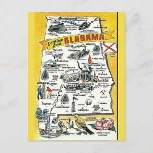 Alabama State Map Postcard Briefkaart