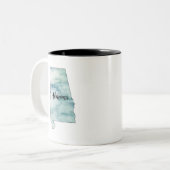 Alabama State Map Waterverf Tweekleurige Koffiemok (Voorkant links)