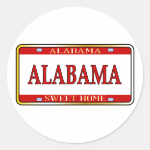 Alabama State Name License Bord Ronde Sticker