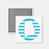 Alabama State Outline Retro Circle Blauw Magneet (Voorkant / Achterkant)